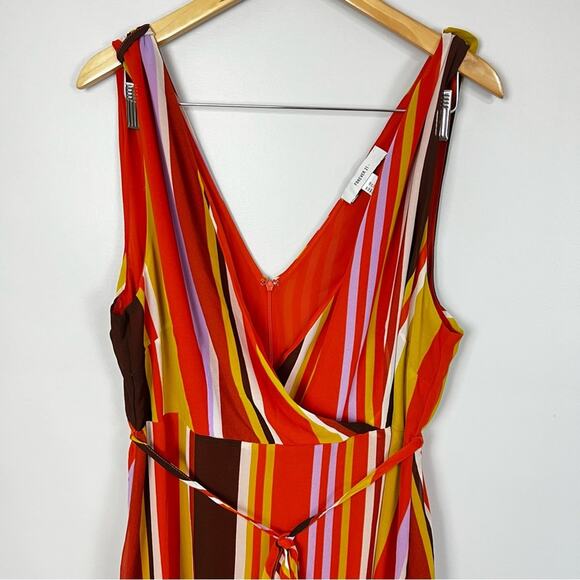 Forever21 Retro Striped Double V neck Candy-cane Stripe Maxi Dress Size 2X NEW - Picture 3 of 12